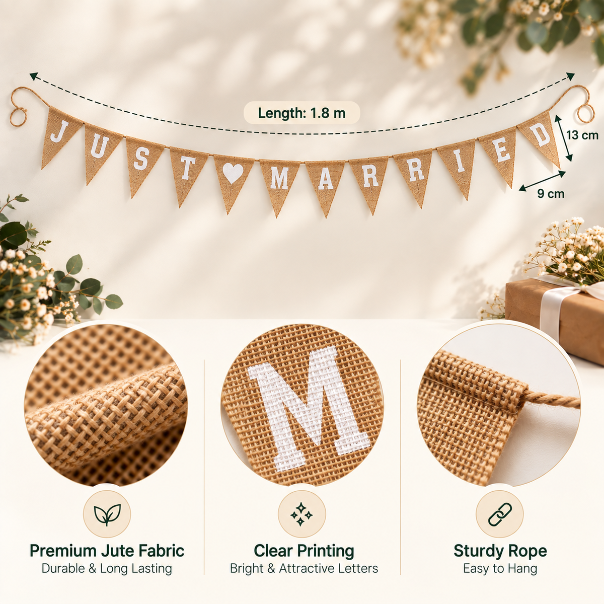 Just Married Hessian Bunting