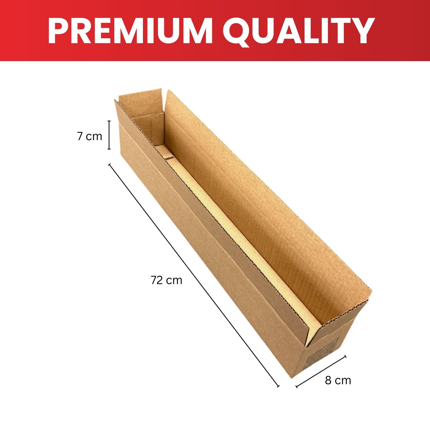 Pack of 50 Cardboard Packing Boxes 8x7x72cm — 3mm Corrugated Flute