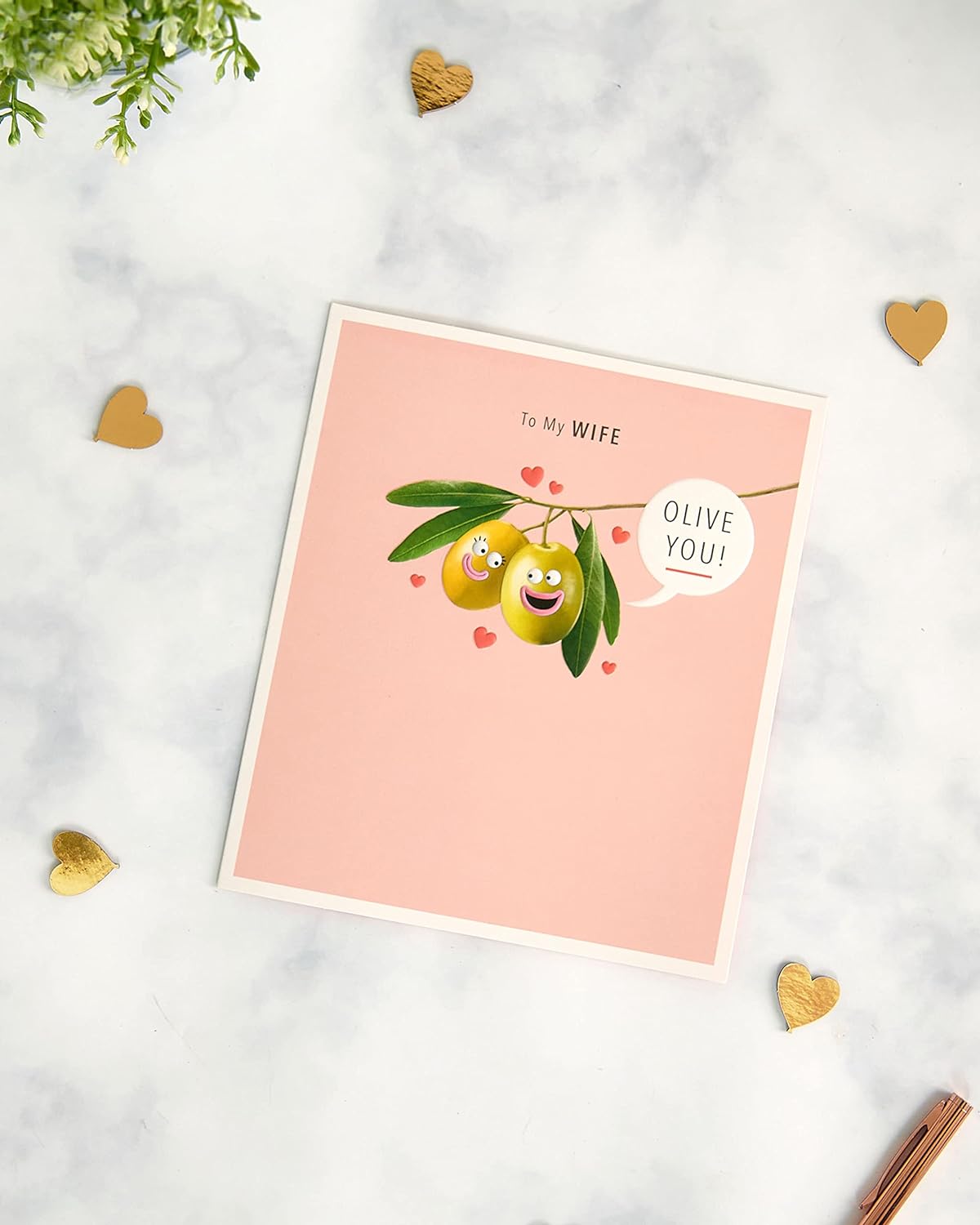Humorous Design with Olive Pun Wife Valentine's Day Card