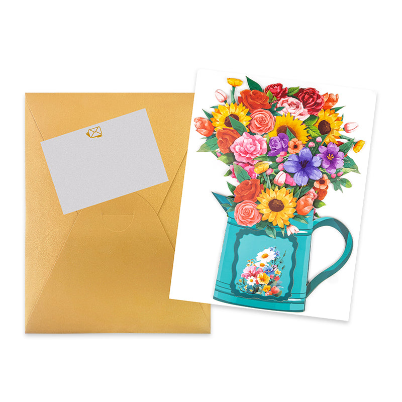 Garden Symphony Mixed Flower 3D Pop Up Pitcher Vase Greeting Card - Birthday Anniversary Mother's Valentine's Day