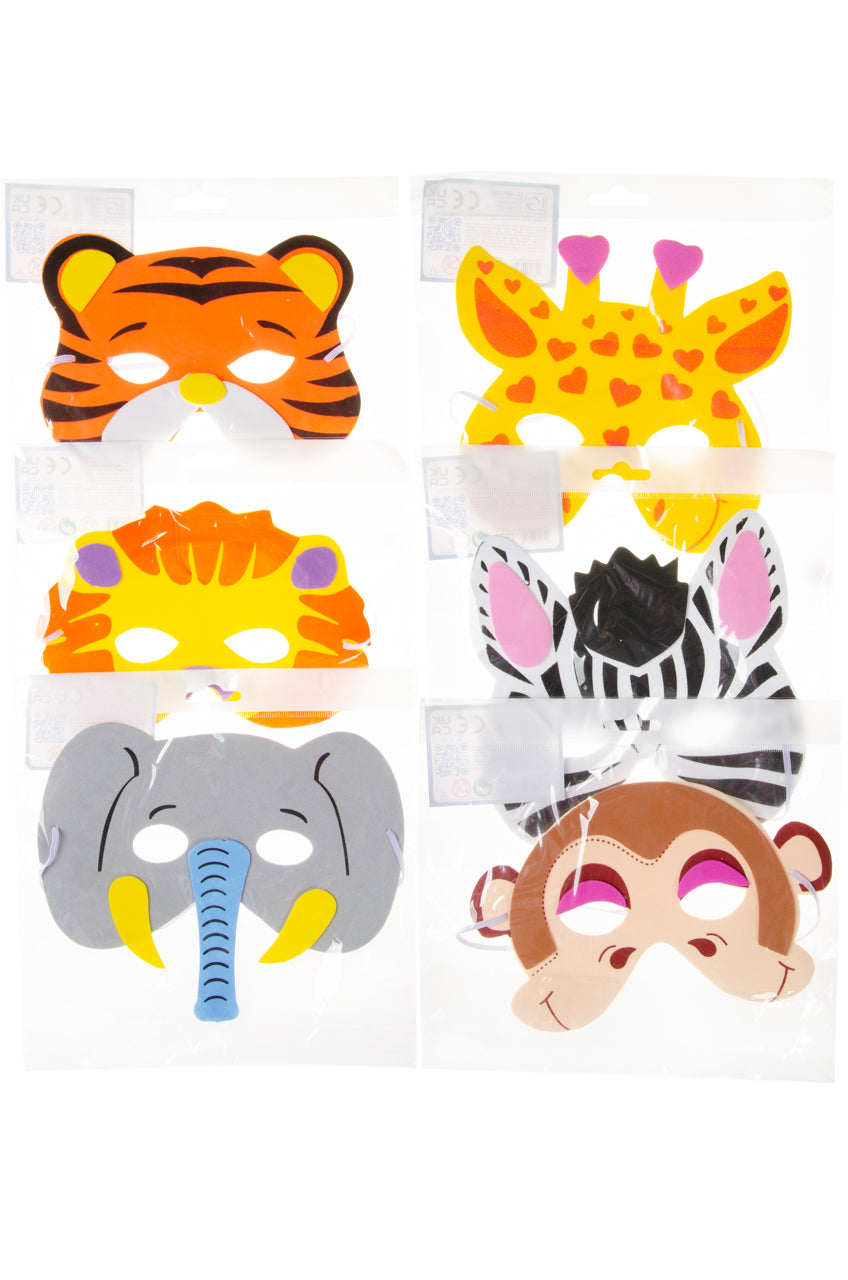 Pack of 6 Wild Animal Foam Masks