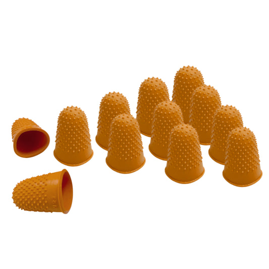 Pack of 12 Orange No.3 Rubber Thimblettes - Extra Large Thimble Finger Cones