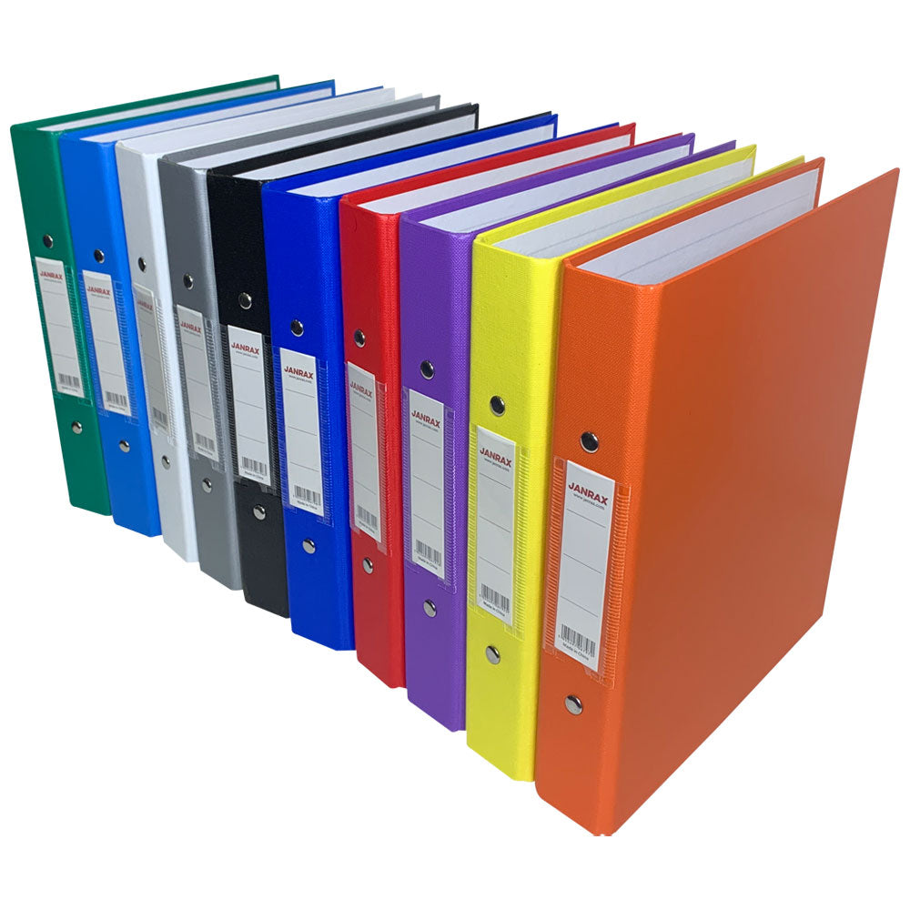 Pack of 10 A5 Blue Paper Over Board Ring Binders by Janrax