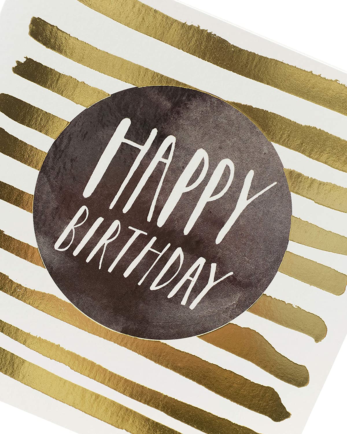 Happy Birthday Card Metallic Gold Stripes