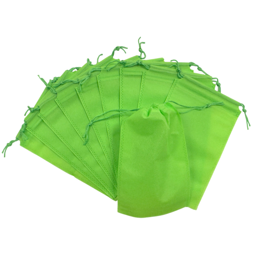 Pack of 100 Light Green Coloured 39x30cm Non-Woven Drawstring Bags