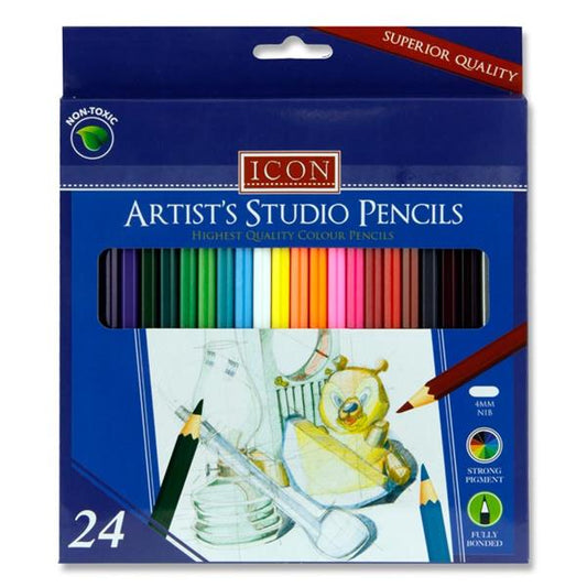 Box of 24 Artists Studio Colour Pencils by Icon Art