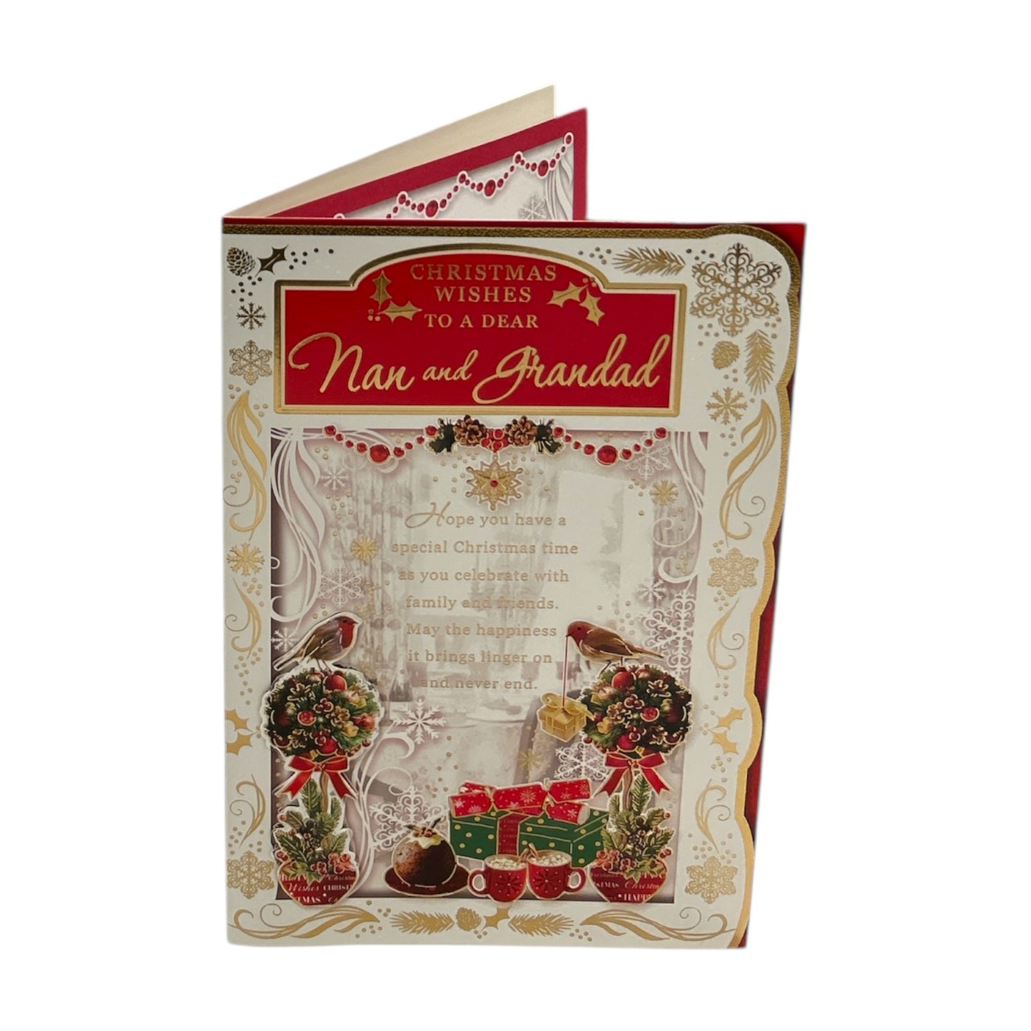 To a Dear Nan and Grandad Best Wishes Classic Design Christmas Card