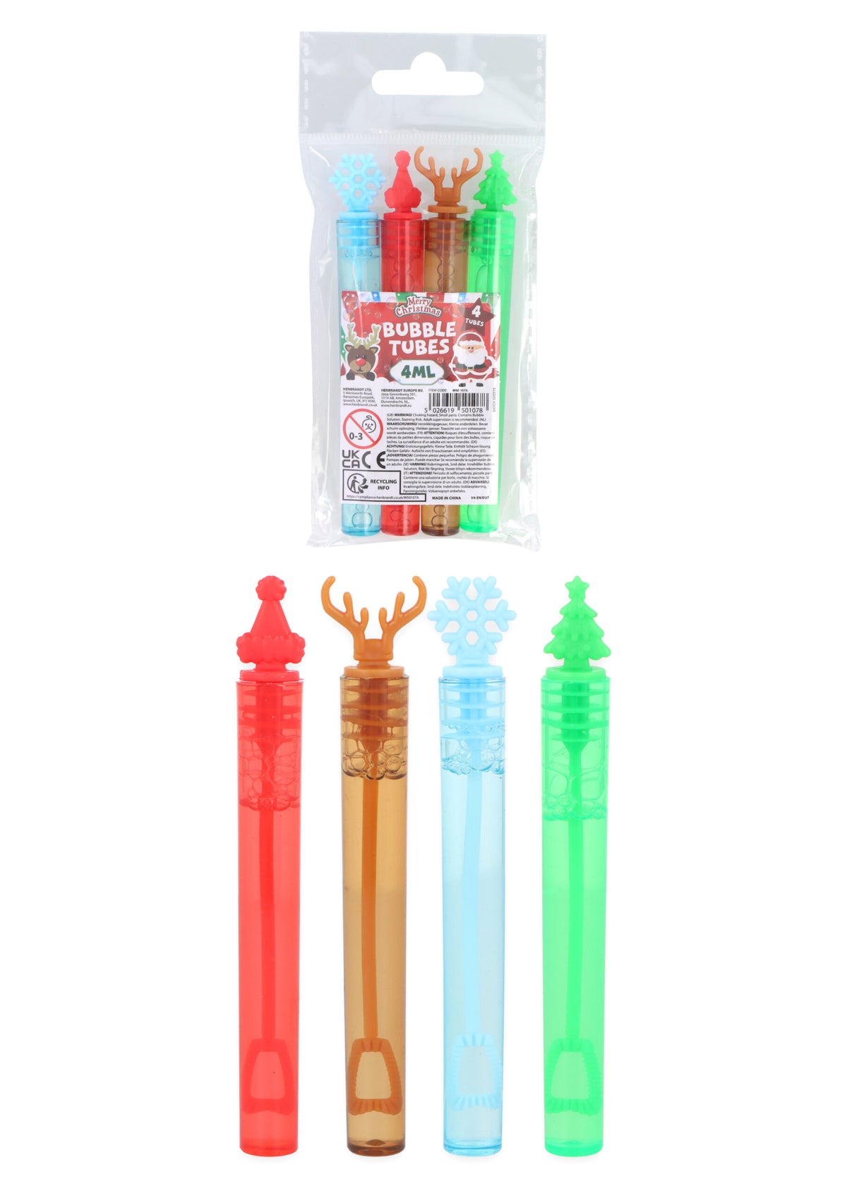 12 Packs of 4 Christmas Mini Party Bubble Tubes (4ml)