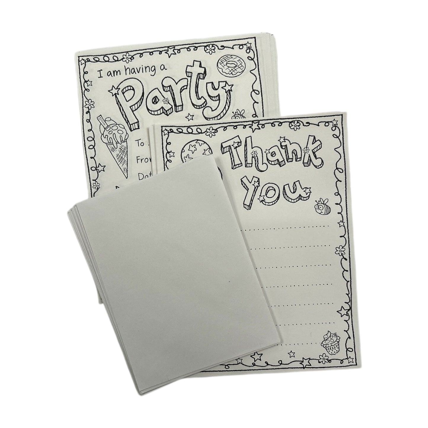 Pack of 10 Colour-in Invite & Thank You Cards
