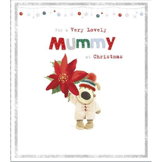 Very Lovely Mummy Boofle Holding Poinsettia Flower Design Christmas Card 