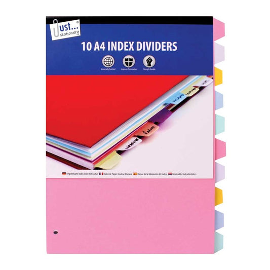 Just Stationery 10 A4 Paper Index Divider