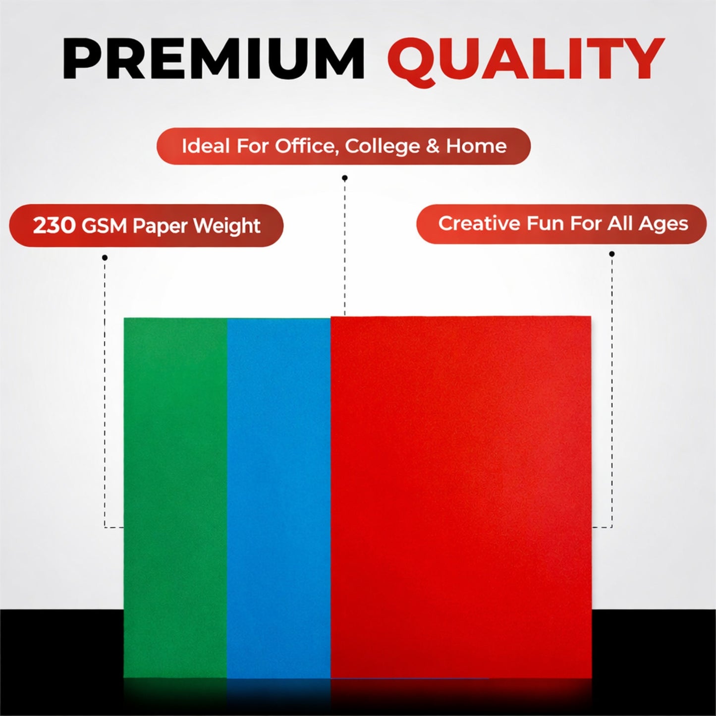 Pack of 20 Sheets A2 Black Colored Craft Papers 230gsm