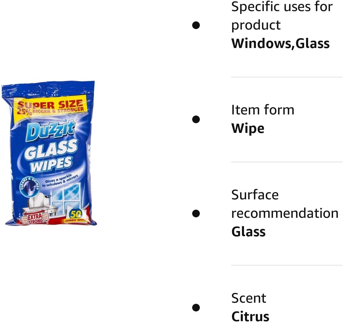 Pack of 50 Duzzit Glass Wipes