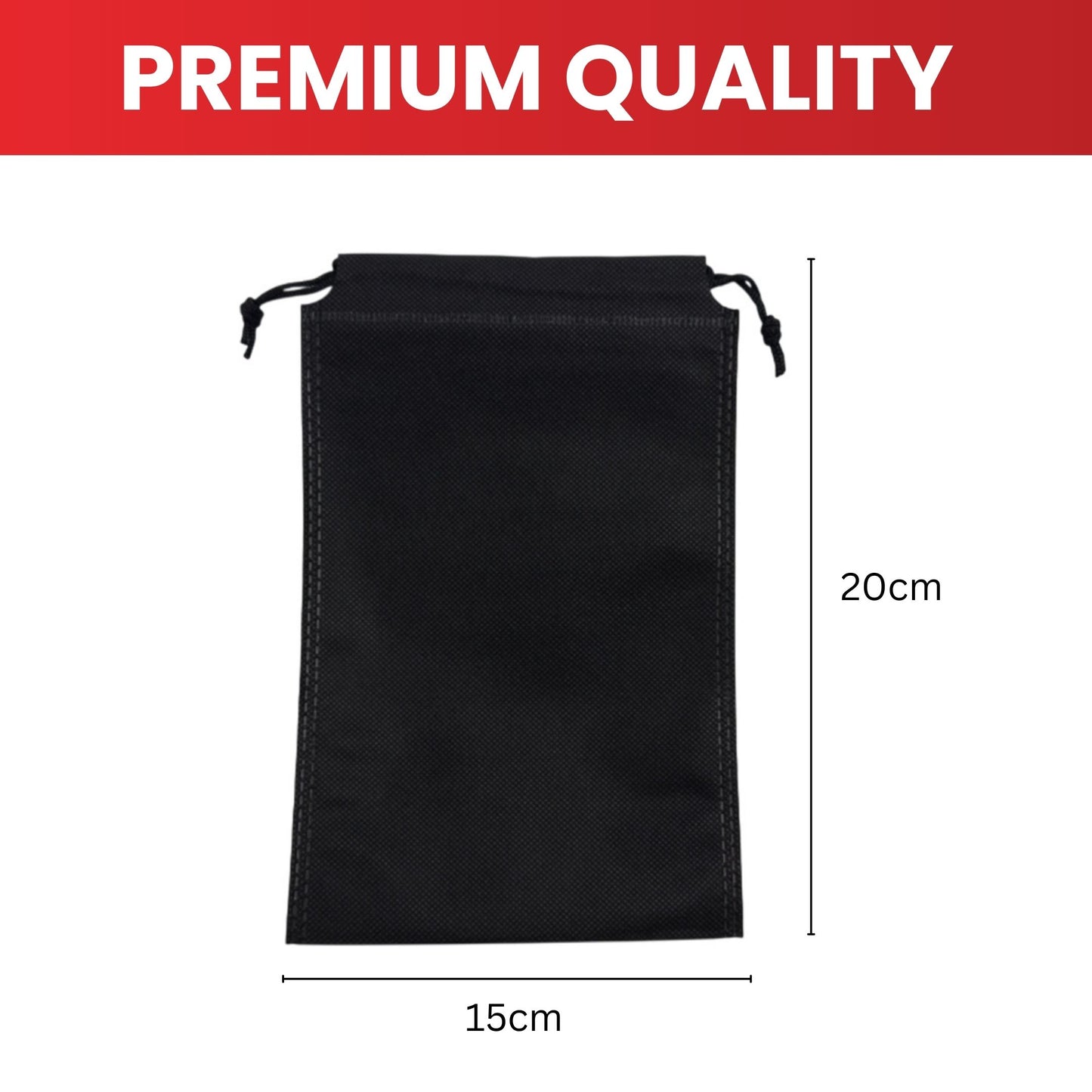 Pack of 100 Red Coloured 20x15cm Non-Woven Drawstring Bags