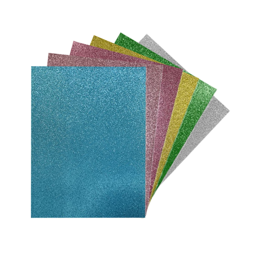 Pack of 60 A4 Assorted Easter Coloured 230gsm Craft Glitter Card Sheets – 6 Colours (10 each)