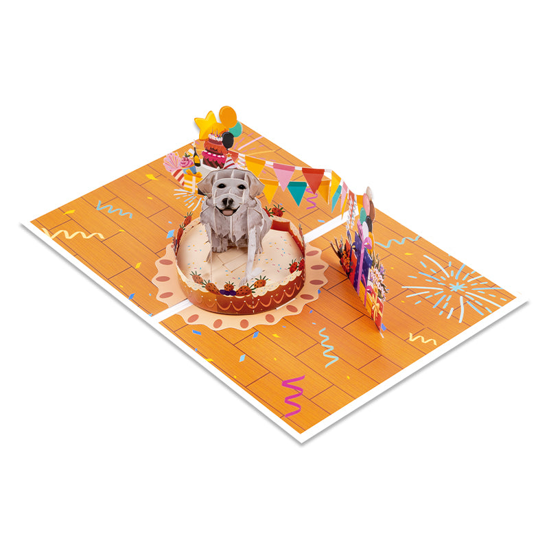 Party Pup 3D Dog on Cake Pop Up Birthday Card
