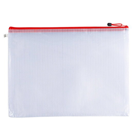 Pack of 24 A3 Red Zip Strong Mesh Bags - Tough Waterproof Storage