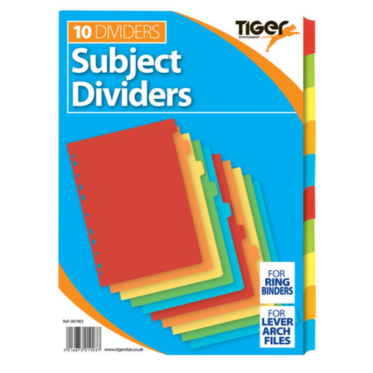 A4 10 Part Card Subject Dividers