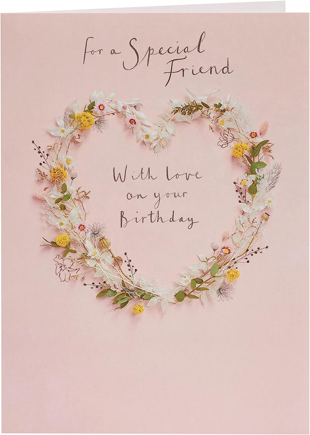 Floral Heart Design Friend Birthday Card For Her