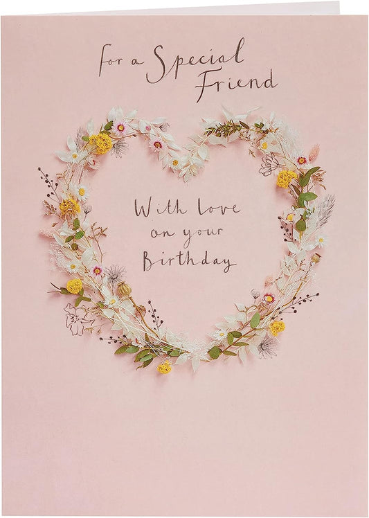 Floral Heart Design Friend Birthday Card For Her