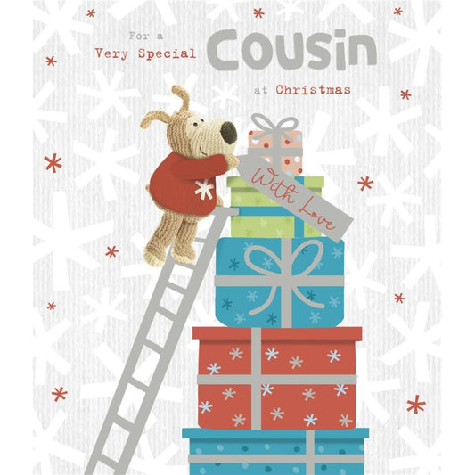 Boofle on Ladder Cousin Christmas Card