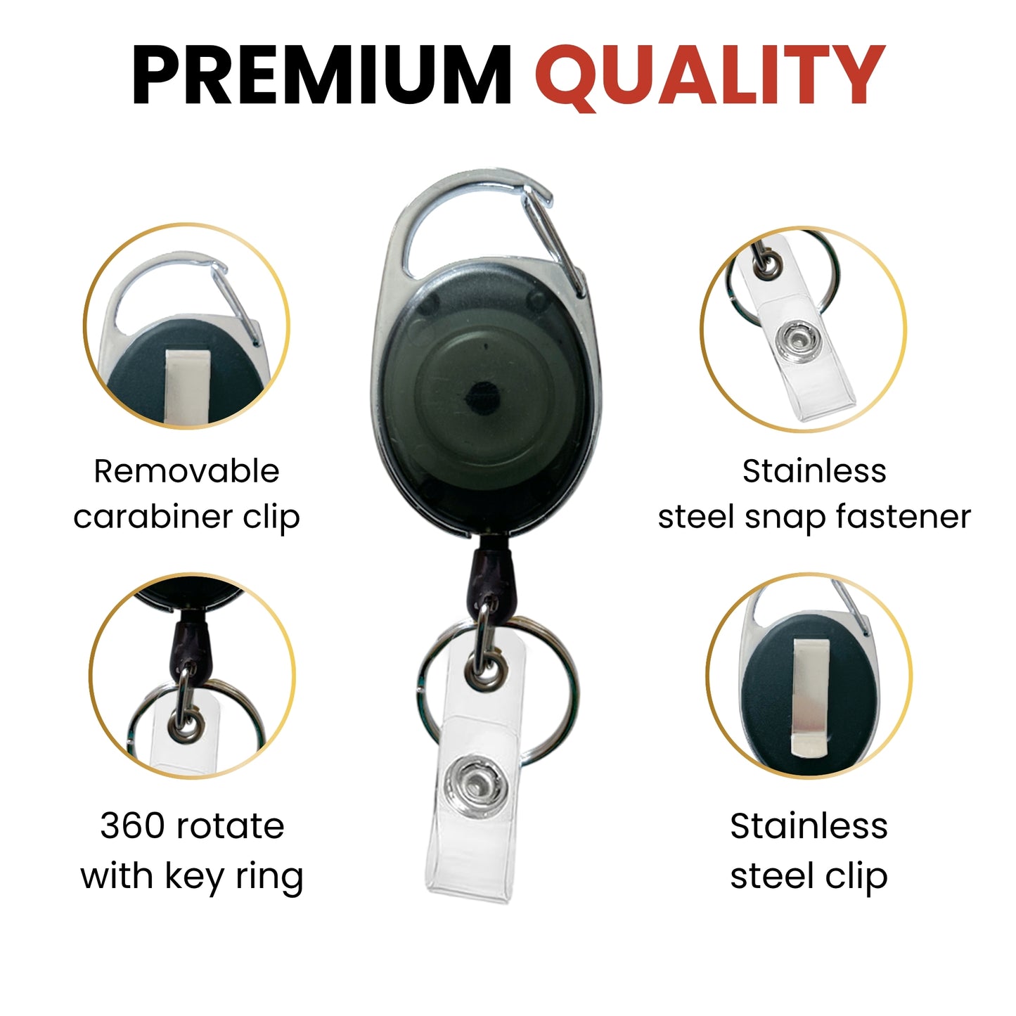 Black Key Reel ID Card Badge Holder