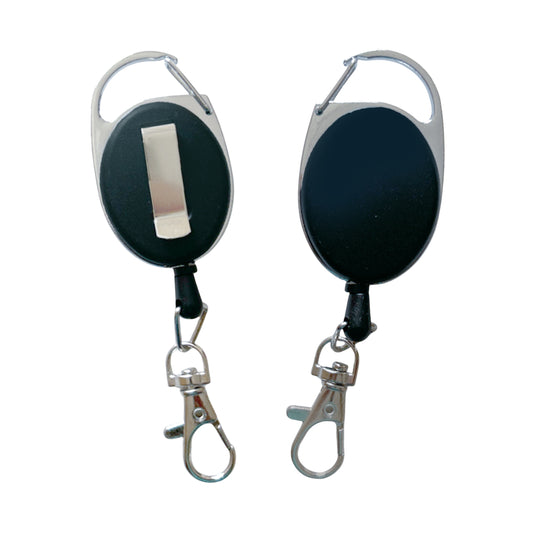 Black Retractable Key Reel with Carabiner