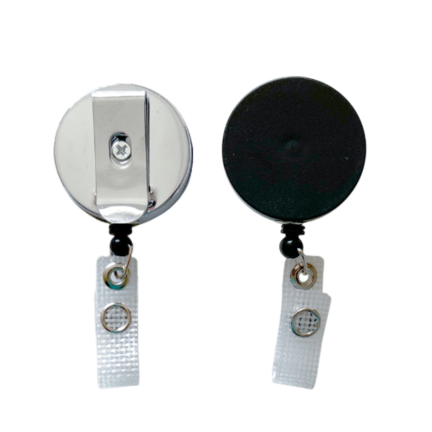 Black and Silver Key Reel with Badge Holder