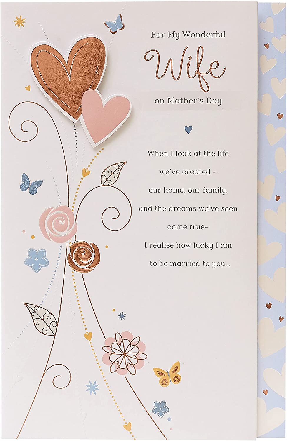 Traditional Heart Design For Wonderful Wife Mother's Day Card
