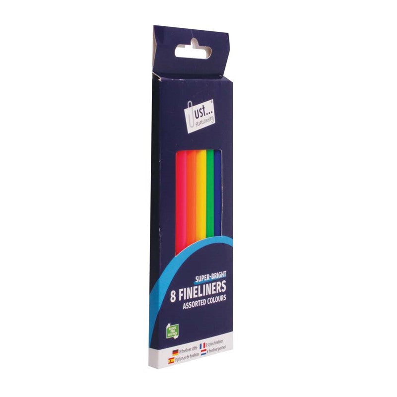 Pack of 8 Assorted Coloured Fineliners
