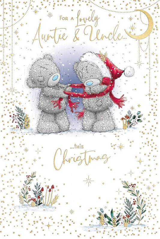 Bears With Scarf Auntie & Uncle Christmas Card