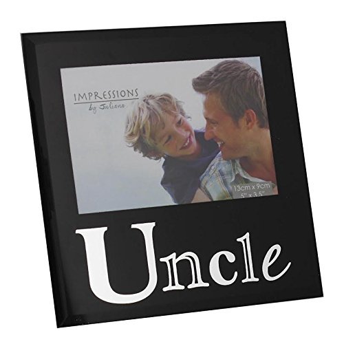 Uncle 5" x 3.5" Black Glass Photo Frame By Juliana Freestanding Frames Gift