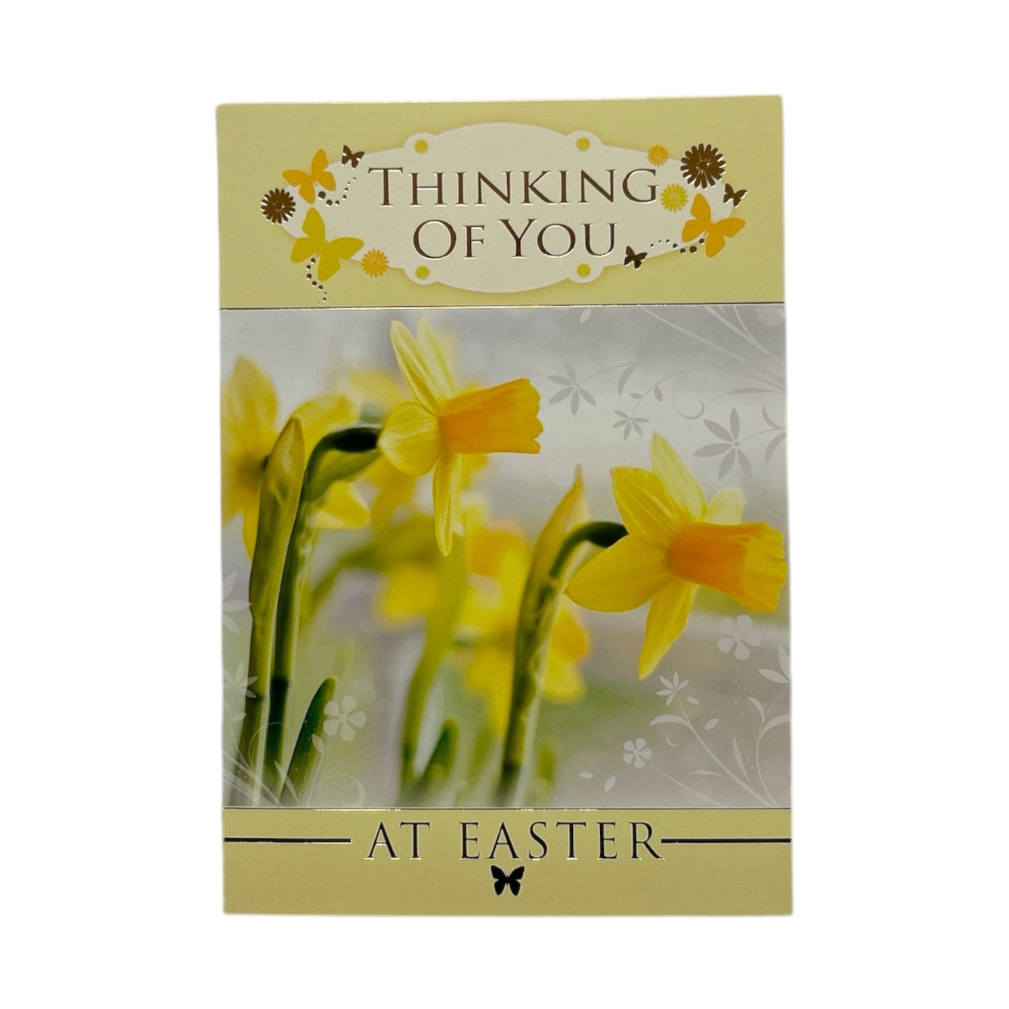 Thinking Of You Spring Daffodils and Butterflies Design Easter Card