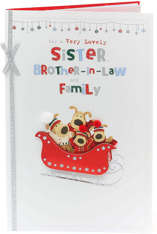 Sister And Brother In Law And The Family Boofle Hand Finished Christmas Card