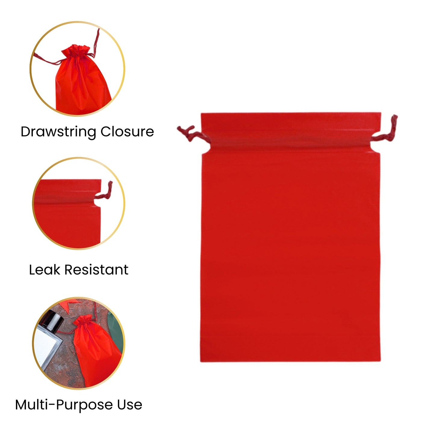 Pack of 50 Red Coloured 21x29cm PEVA Frosted Drawstring Bags