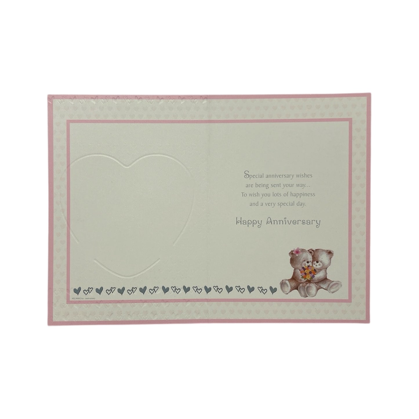 Grandma & Grandad Cute Teddies In Pink Heart Anniversary Card