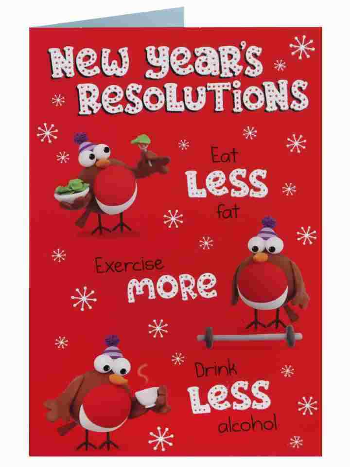 New Year's Resolutions Humour Happy New Year Christmas Greeting Card 