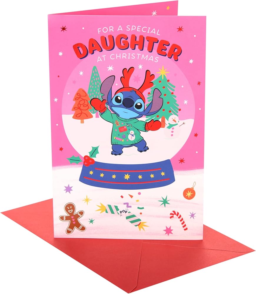 Stitch in Snowglobe Design Daughter Christmas Card