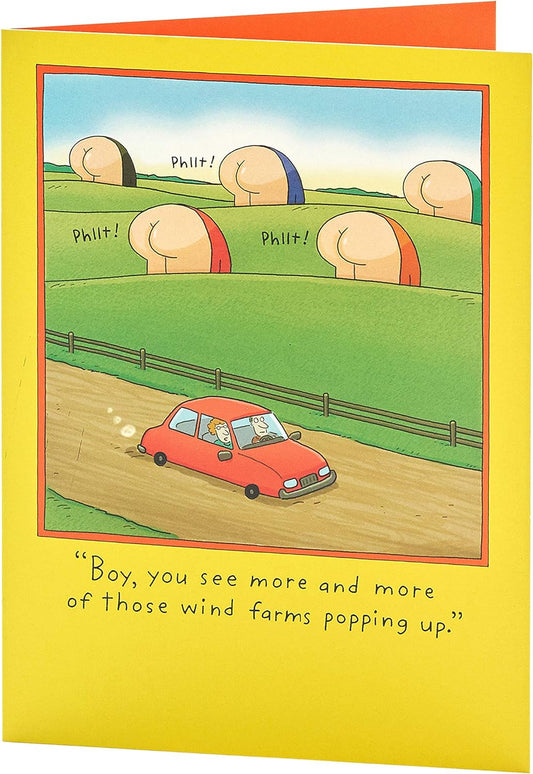 Featuring Hilarious Wind Farm Joke Birthday Card for Men