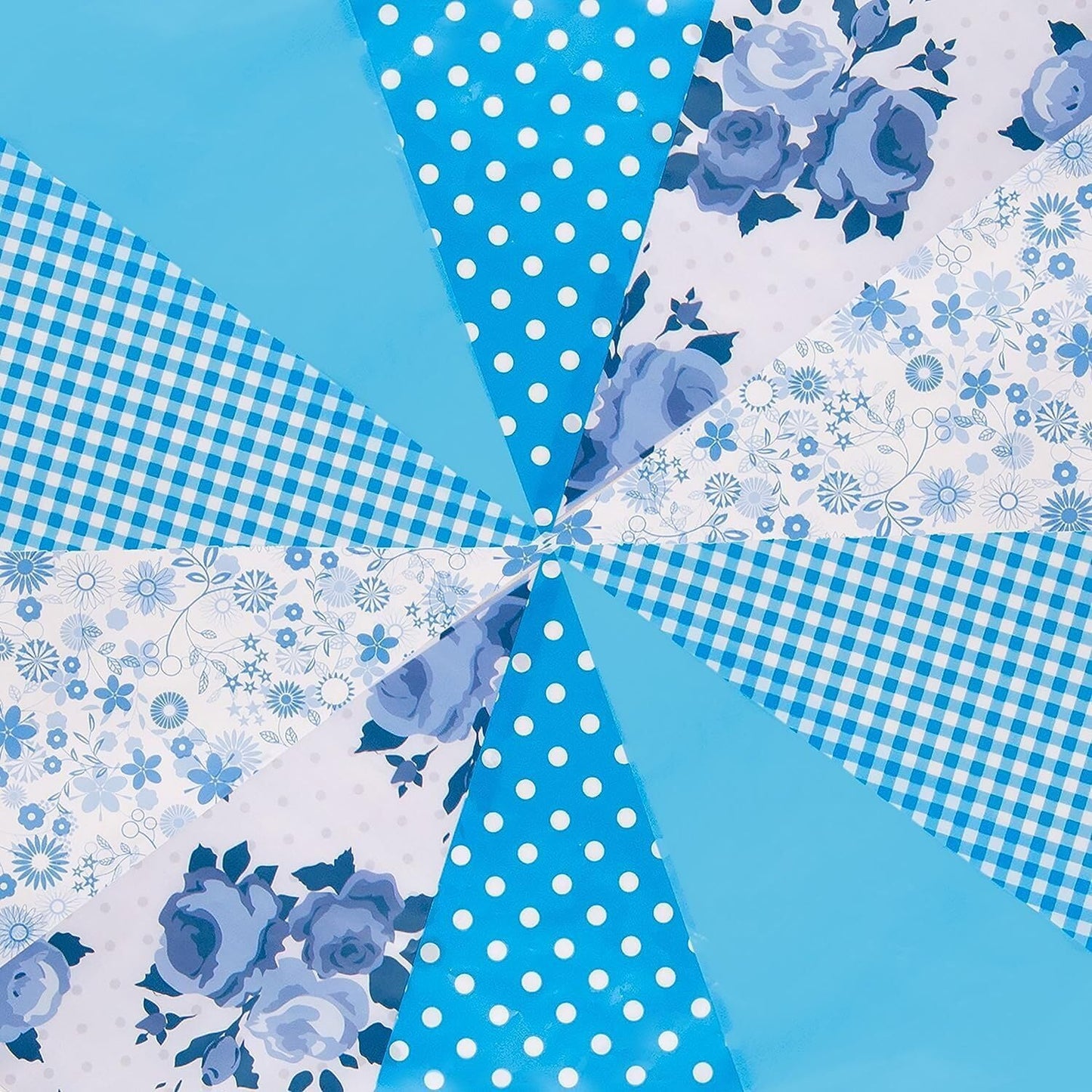 Blue Vintage Print Bunting 10m with 20 Pennants
