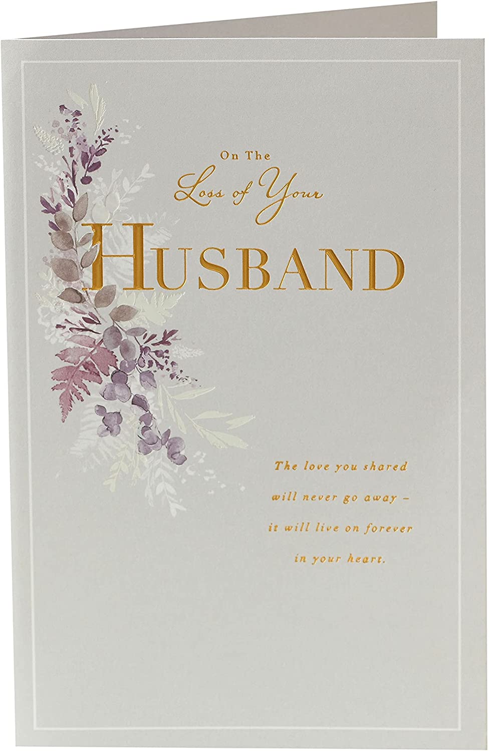 On The Loss of Your Husband Gold Foil Details Sympathy Card