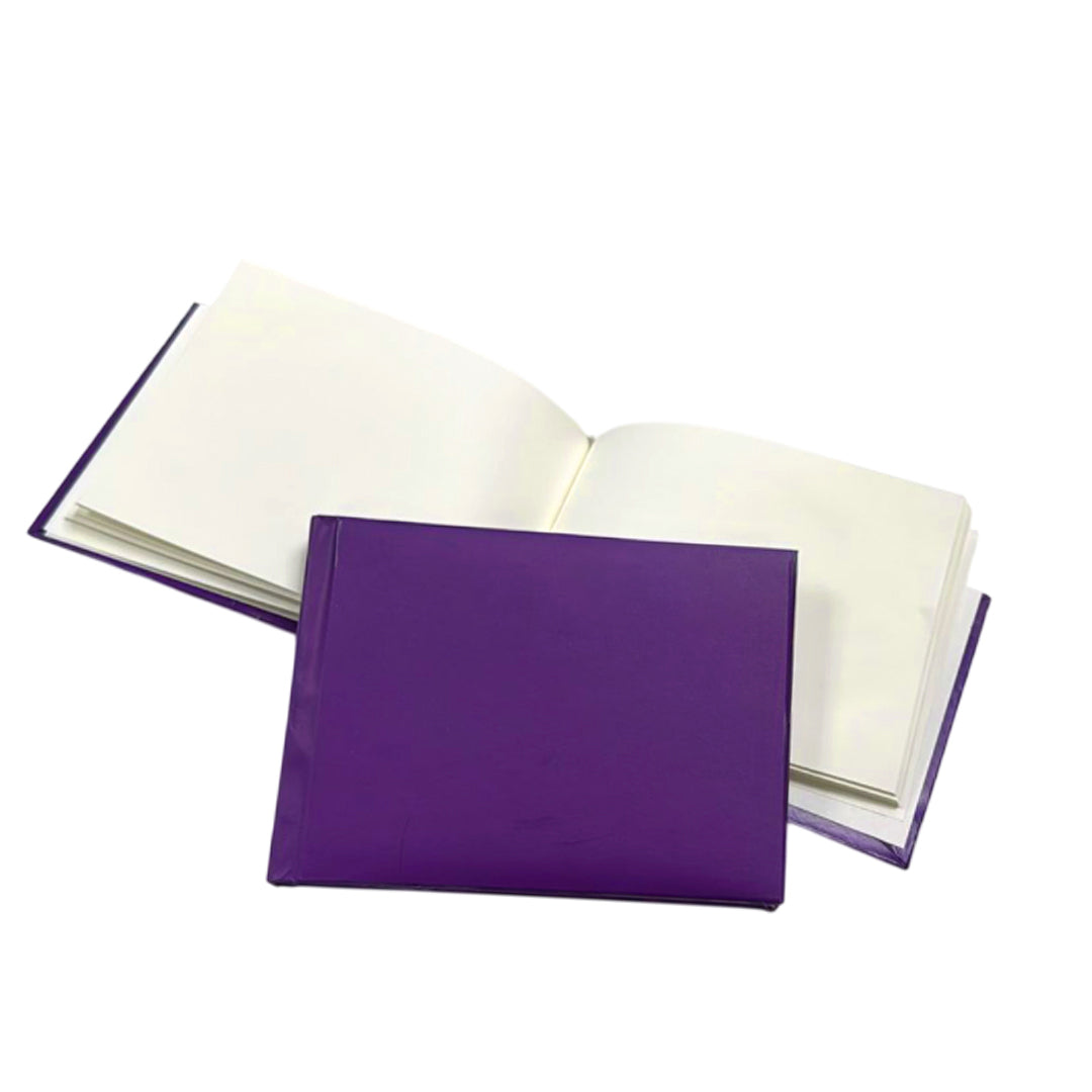 Pack of 24 Plain Cover 100 Pages Purple Autograph Books – School Leavers Signature, End of Term Memory Book