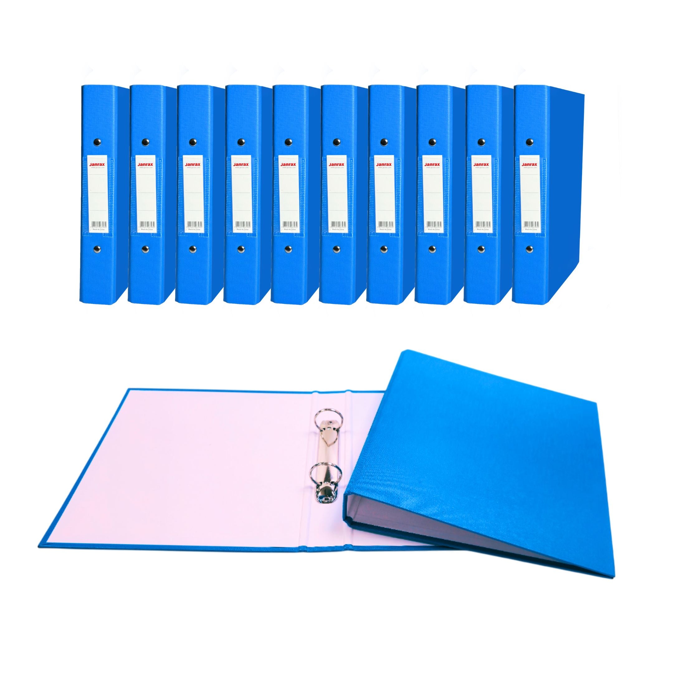 Pack of 5 A5 Light Blue Paper Over Board Ring Binders by Janrax– Shop Inc