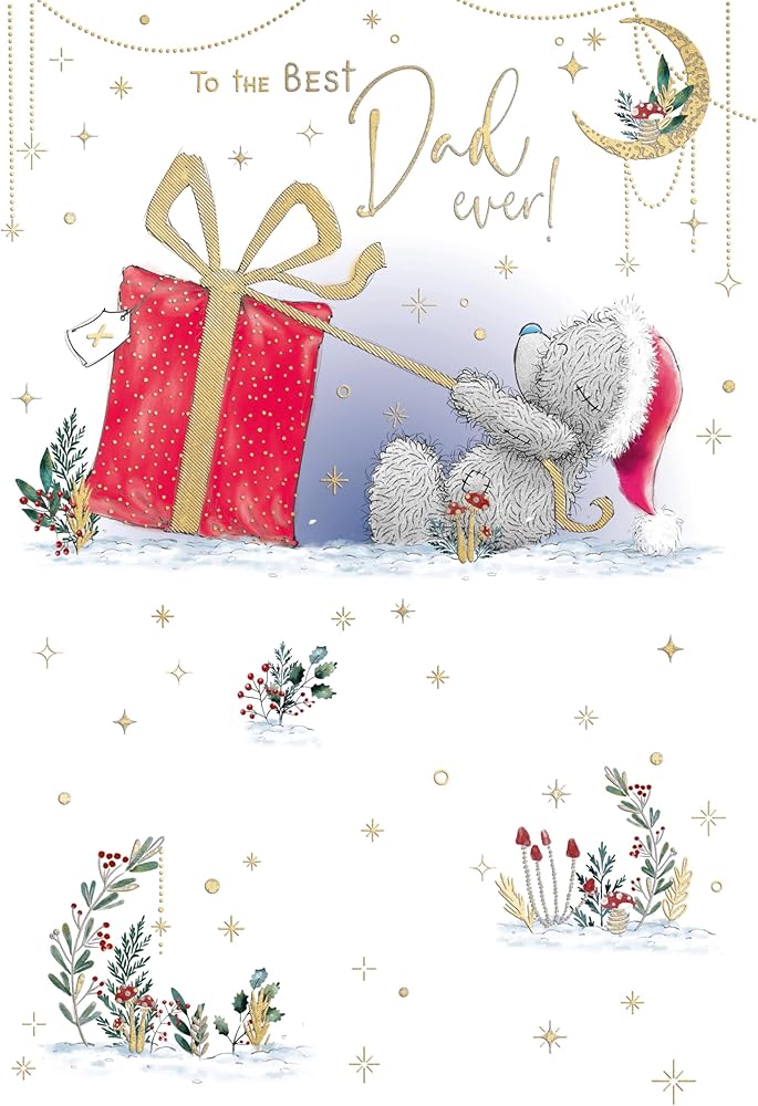 Bear Pulling Gift Best Dad Ever Christmas Card
