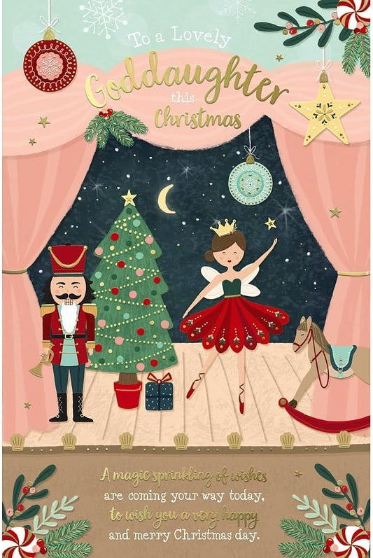 Festive Design Goddaughter Christmas Card