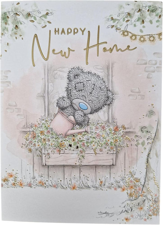 Bear Watering Flower Box New Home Congratulations Card
