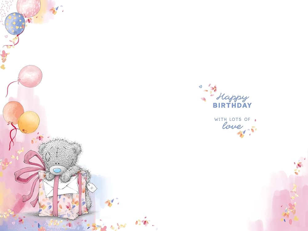 Bear Sat With Balloons and Gift Nan Birthday Card