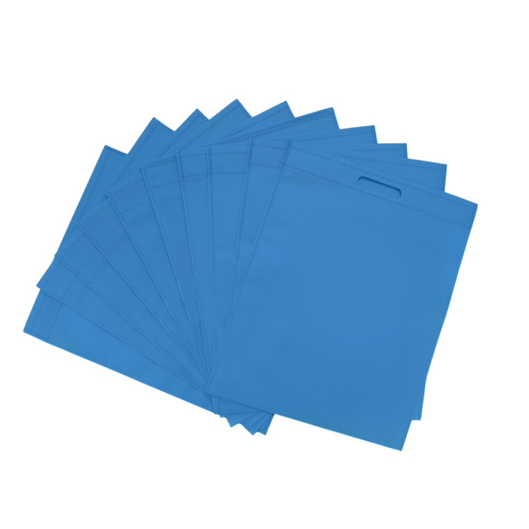Pack of 100 Light Blue Coloured 35x25cm Non-Woven Patch Handle Bags
