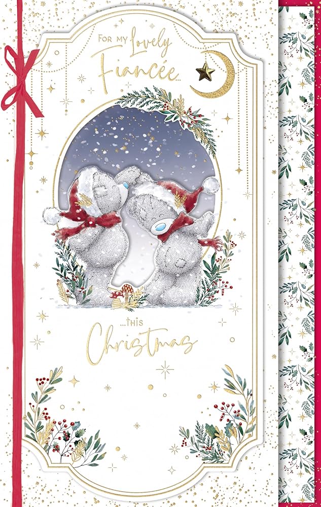 Bears Dancing Fiancée Luxury Handmade Christmas Card