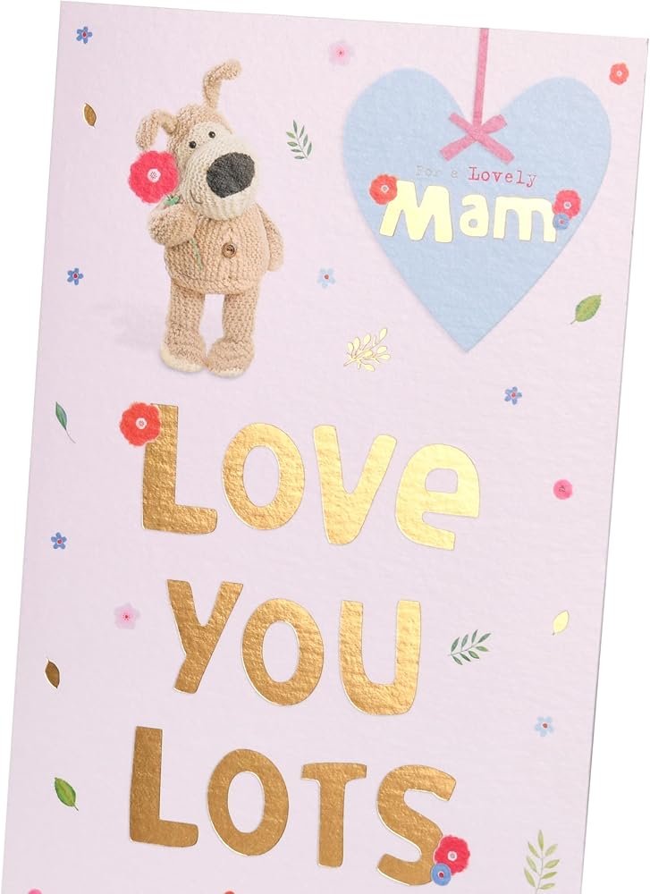 Boofle Holding a Single Flower Mam Birthday Card